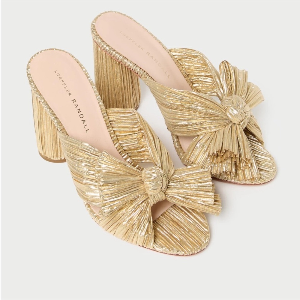 Loeffler Randall Penny Knotted Metallic Mules, SIZE 7 US